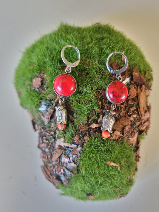 Ohrring "Mut zur Rotlücke"  - Türkis in rot